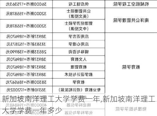 新加坡南洋理工大学学费一年,新加坡南洋理工大学学费一年多少