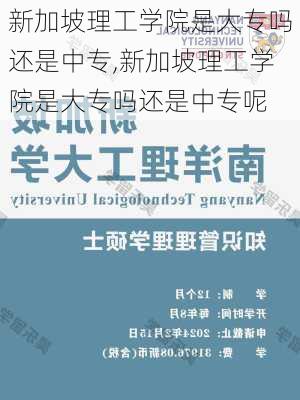 新加坡理工学院是大专吗还是中专,新加坡理工学院是大专吗还是中专呢