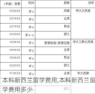 本科新西兰留学费用,本科新西兰留学费用多少