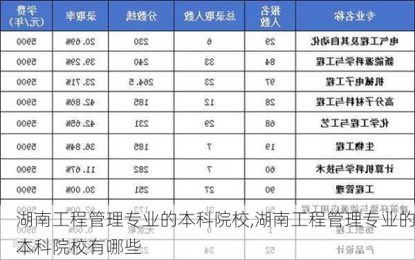 湖南工程管理专业的本科院校,湖南工程管理专业的本科院校有哪些