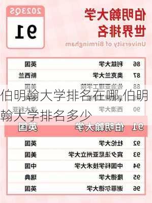 伯明翰大学排名在哪,伯明翰大学排名多少