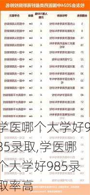 学医哪个大学好985录取,学医哪个大学好985录取率高