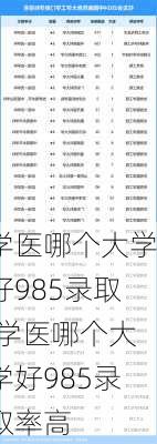 学医哪个大学好985录取,学医哪个大学好985录取率高