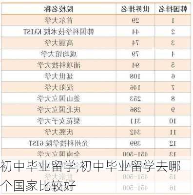 初中毕业留学,初中毕业留学去哪个国家比较好