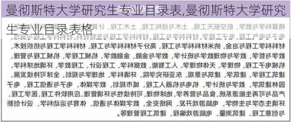 曼彻斯特大学研究生专业目录表,曼彻斯特大学研究生专业目录表格