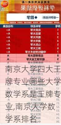 南京大学四大王牌专业哪些大学数学系是王牌专业,南京大学数学系排名