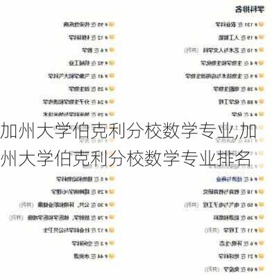 加州大学伯克利分校数学专业,加州大学伯克利分校数学专业排名