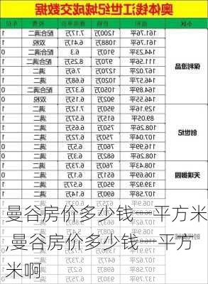 曼谷房价多少钱一平方米,曼谷房价多少钱一平方米啊