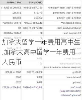 加拿大留学一年费用高中生,加拿大高中留学一年费用人民币