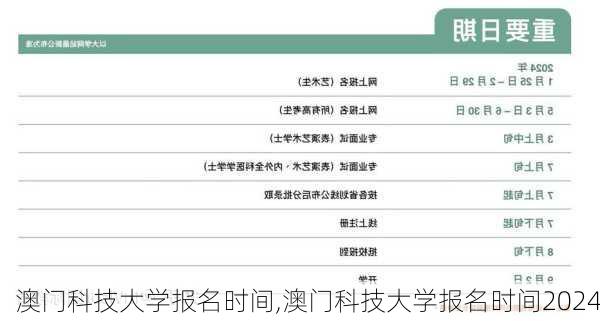 澳门科技大学报名时间,澳门科技大学报名时间2024