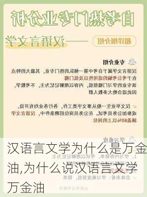 汉语言文学为什么是万金油,为什么说汉语言文学万金油