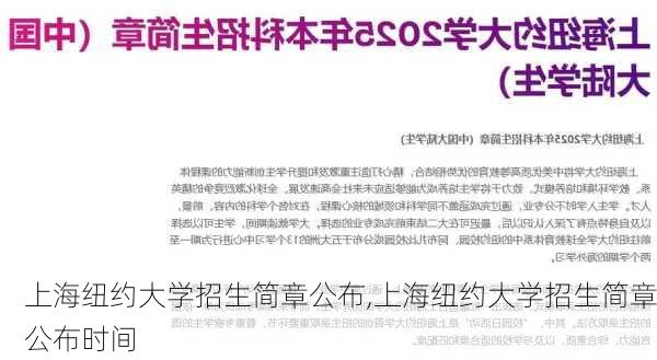 上海纽约大学招生简章公布,上海纽约大学招生简章公布时间