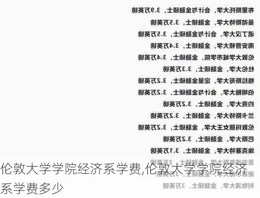 伦敦大学学院经济系学费,伦敦大学学院经济系学费多少