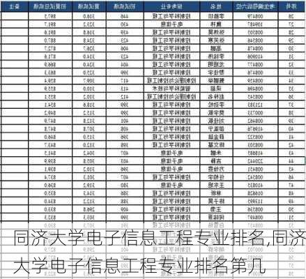 同济大学电子信息工程专业排名,同济大学电子信息工程专业排名第几