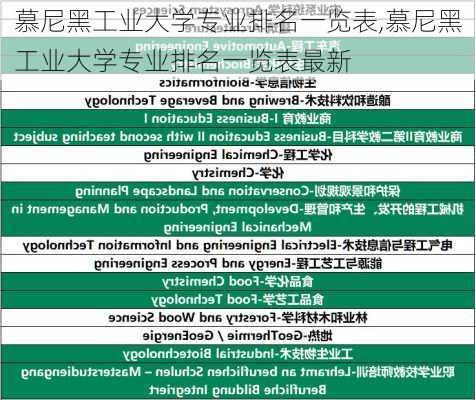 慕尼黑工业大学专业排名一览表,慕尼黑工业大学专业排名一览表最新