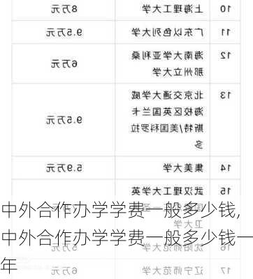 中外合作办学学费一般多少钱,中外合作办学学费一般多少钱一年