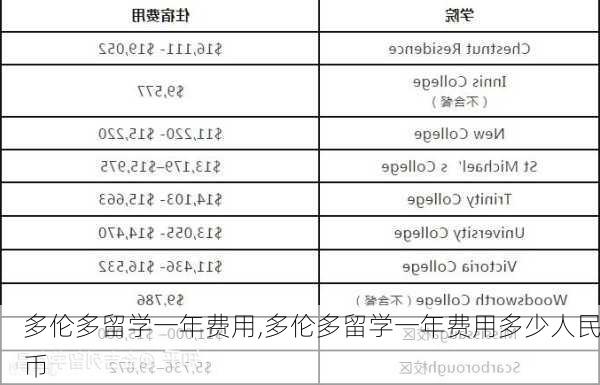 多伦多留学一年费用,多伦多留学一年费用多少人民币