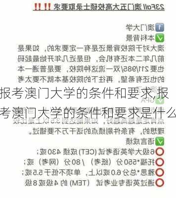 报考澳门大学的条件和要求,报考澳门大学的条件和要求是什么