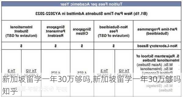 新加坡留学一年30万够吗,新加坡留学一年30万够吗知乎