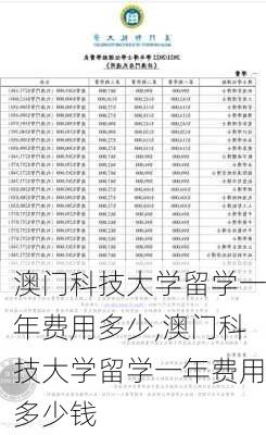 澳门科技大学留学一年费用多少,澳门科技大学留学一年费用多少钱