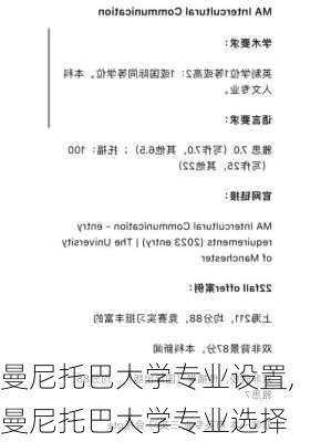 曼尼托巴大学专业设置,曼尼托巴大学专业选择