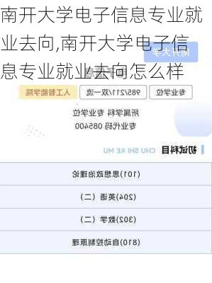 南开大学电子信息专业就业去向,南开大学电子信息专业就业去向怎么样