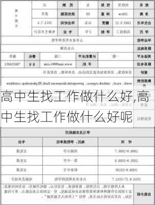 高中生找工作做什么好,高中生找工作做什么好呢