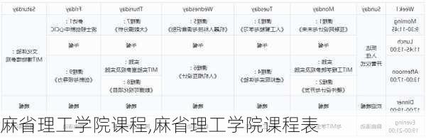 麻省理工学院课程,麻省理工学院课程表