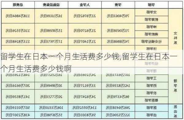 留学生在日本一个月生活费多少钱,留学生在日本一个月生活费多少钱啊