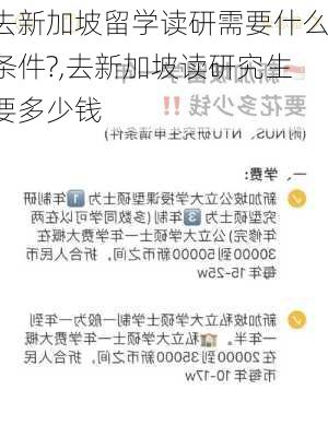 去新加坡留学读研需要什么条件?,去新加坡读研究生要多少钱