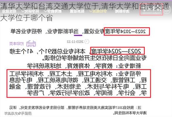 清华大学和台湾交通大学位于,清华大学和台湾交通大学位于哪个省