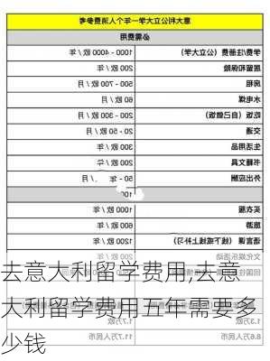 去意大利留学费用,去意大利留学费用五年需要多少钱