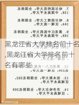 黑龙江省大学排名前十名,黑龙江省大学排名前十名有哪些