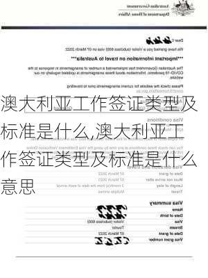 澳大利亚工作签证类型及标准是什么,澳大利亚工作签证类型及标准是什么意思