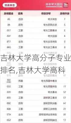 吉林大学高分子专业排名,吉林大学高科