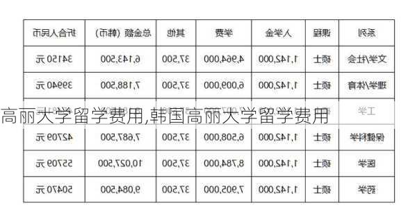 高丽大学留学费用,韩国高丽大学留学费用