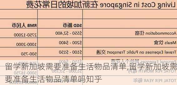 留学新加坡需要准备生活物品清单,留学新加坡需要准备生活物品清单吗知乎