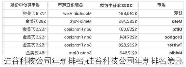 硅谷科技公司年薪排名,硅谷科技公司年薪排名第几