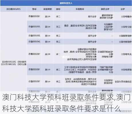 澳门科技大学预科班录取条件要求,澳门科技大学预科班录取条件要求是什么