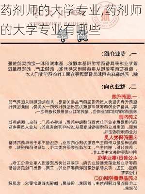 药剂师的大学专业,药剂师的大学专业有哪些