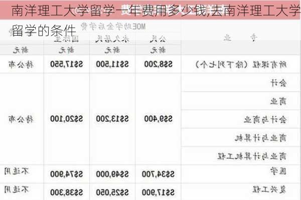 南洋理工大学留学一年费用多少钱,去南洋理工大学留学的条件