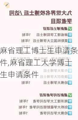 麻省理工博士生申请条件,麻省理工大学博士生申请条件