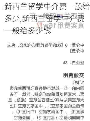 新西兰留学中介费一般给多少,新西兰留学中介费一般给多少钱