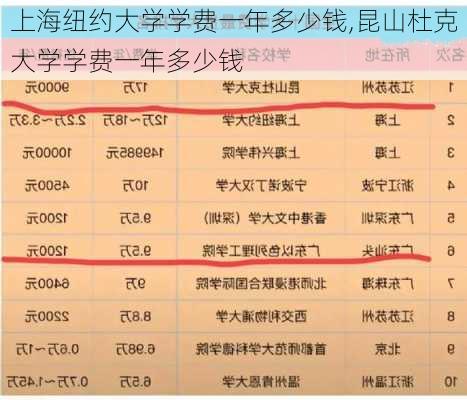 上海纽约大学学费一年多少钱,昆山杜克大学学费一年多少钱