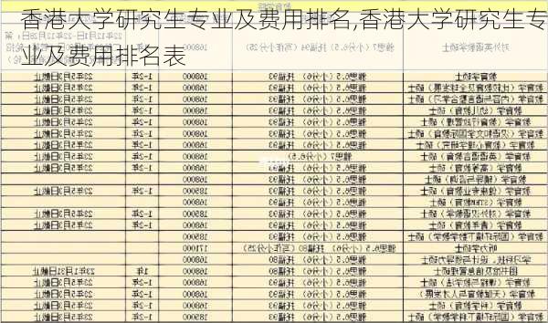 香港大学研究生专业及费用排名,香港大学研究生专业及费用排名表