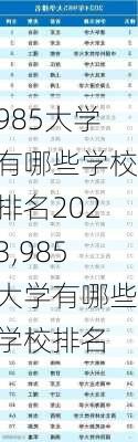 985大学有哪些学校排名2023,985大学有哪些学校排名