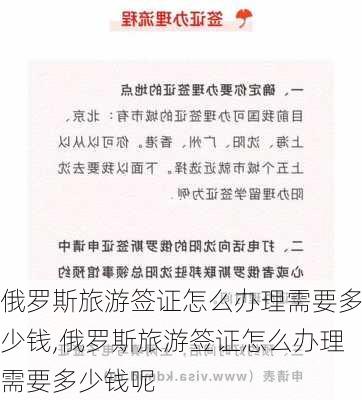 俄罗斯旅游签证怎么办理需要多少钱,俄罗斯旅游签证怎么办理需要多少钱呢