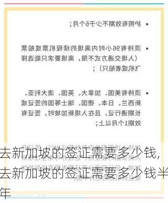 去新加坡的签证需要多少钱,去新加坡的签证需要多少钱半年