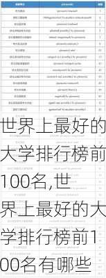 世界上最好的大学排行榜前100名,世界上最好的大学排行榜前100名有哪些