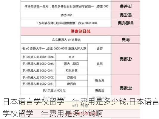 日本语言学校留学一年费用是多少钱,日本语言学校留学一年费用是多少钱啊